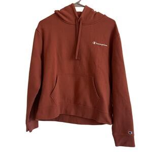 Champion Women's Logo Hoodie Size L Coral/Mauve Pullover Sweatshirt Athleisure
